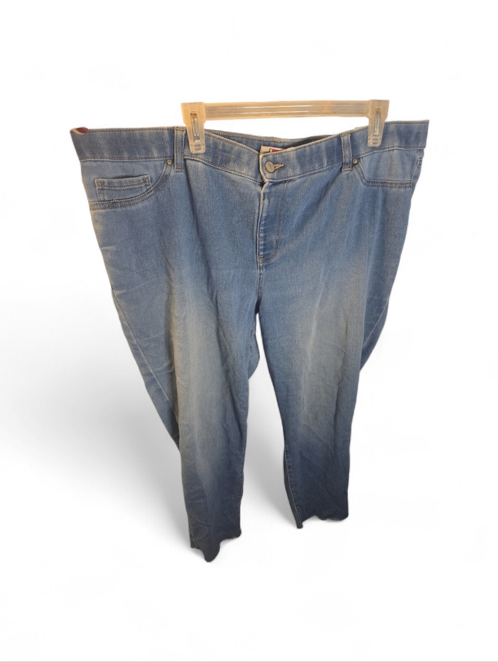 lei Women's Light Blue Distressed Straight Leg Cropped Jeans